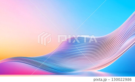 Abstract colorful neon wave with blue and pink...のイラスト素材 [130022986 ...