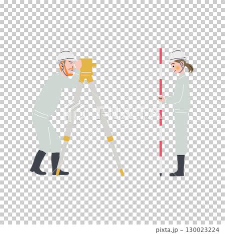 Two people doing surveying work 130023224