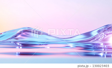 Abstract fluid waves in pastel neon colors reflecting light 130023403