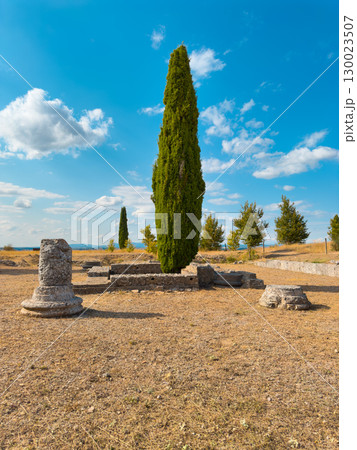 Ruins of the old Roman colony Clunia Sulpicia in Burgos, Castile and Leon, Spain. 130023507