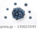Fresh blueberries on white background, top view 130023595