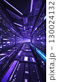 Futuristic digital data tunnel with neon lights and high-tech elements 130024132