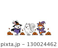 ハロウィンで仮装をした動物たちのフレーム 130024462