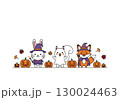 ハロウィンの仮装をした動物たちのフレーム 130024463