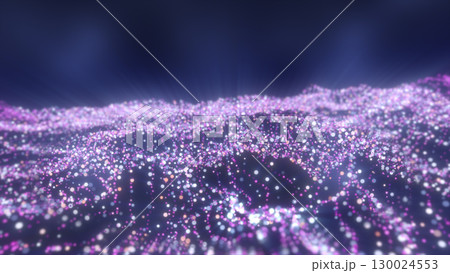 Abstract violet and pink glowing dot waves in a smooth flowing pattern over a dark digital background Abstract violet and pink glowing dot waves in a smooth flowing pattern over a dark digital background 130024553