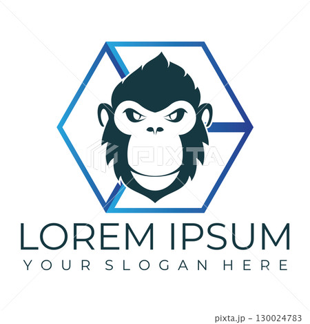Creative design of elegant monkey head logo 130024783