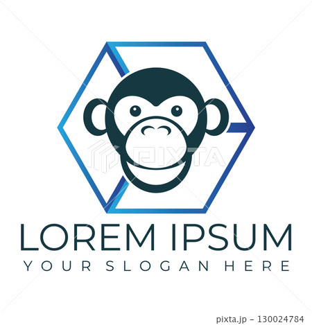 Creative design of elegant monkey head logo 130024784
