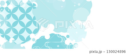 青い雪輪模様のバナー 130024896