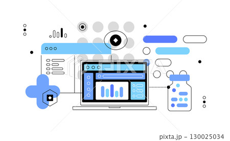 Medical technologies and medicals production. Flat illustration, web banner 130025034