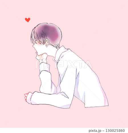 頬杖をつく恋する男性 頬杖をつく恋する男性 130025860