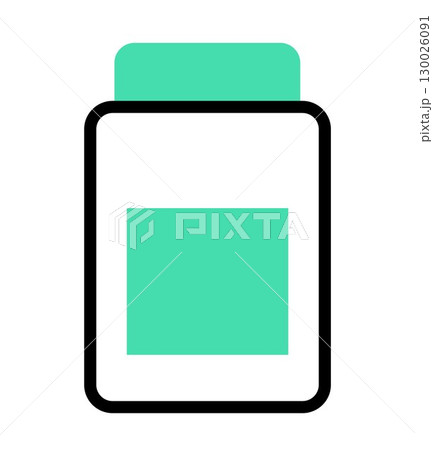 Pills Bottle icon, on transparent background, flat line design, vector illustration 130026091