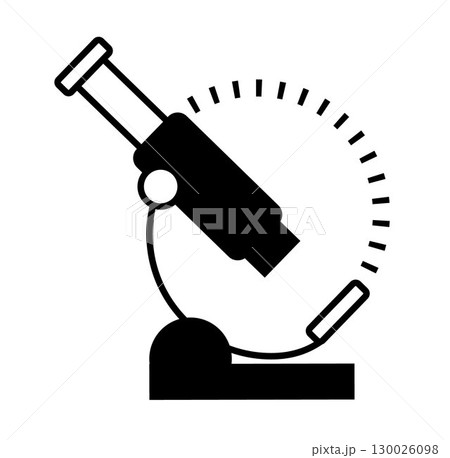 Medical microscope icon, on transparent background, flat line design, vector illustration 130026098