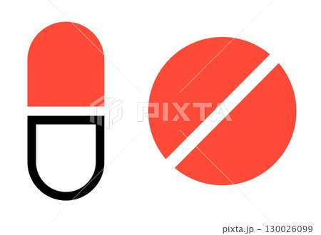 Drug Pills icon, on transparent background, flat line design, vector illustration 130026099