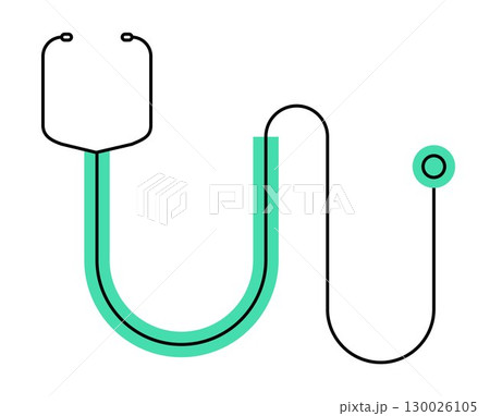 Medical Stethoscope icon, on transparent background, flat line design, vector illustration Medical Stethoscope icon, on transparent background, flat line design, vector illustration 130026105