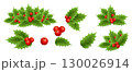 Holly berry colorful vector border 130026914