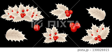 Holly berry colorful vector border Holly berry colorful vector border 130026915
