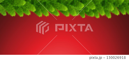 Pine tree branch border vector illustration. Fir twigs with green needles. Winter holiday evergreen decoration Pine tree branch border vector illustration. Fir twigs with green needles. Winter holiday evergreen decoration 130026918