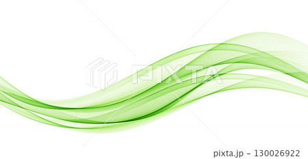 Abstract vector background, transparent waved lines. Green smoke wave. 130026922
