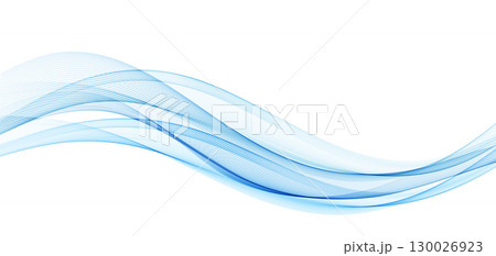 Abstract Blue Transparent Wave . Vector Abstract Smoke wave background. 130026923