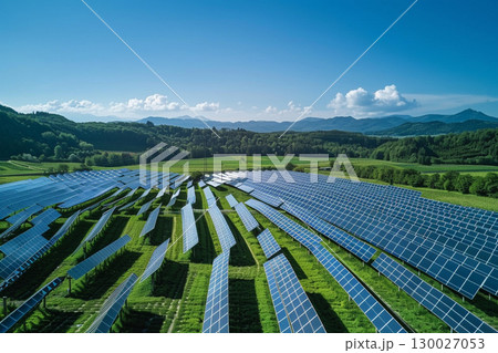 エコエネルギーを支える太陽光発電パネル群 エコエネルギーを支える太陽光発電パネル群 130027053
