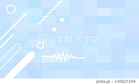 さわやかデジタルなビジネス背景イラスト　図形　幾何学　水色青のモザイクなグラデーション　バナー　ベク 130027204