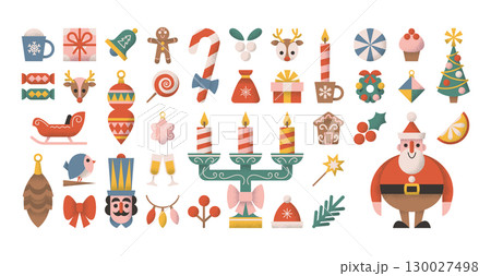 Merry Christmas winter holiday party geometric traditional ornaments, accessories and attributes Merry Christmas winter holiday party geometric traditional ornaments, accessories and attributes 130027498