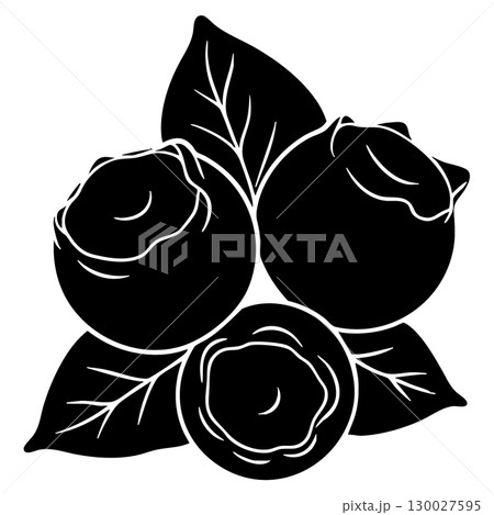 Black Line Blueberry Vector Illustration on White Background 130027595