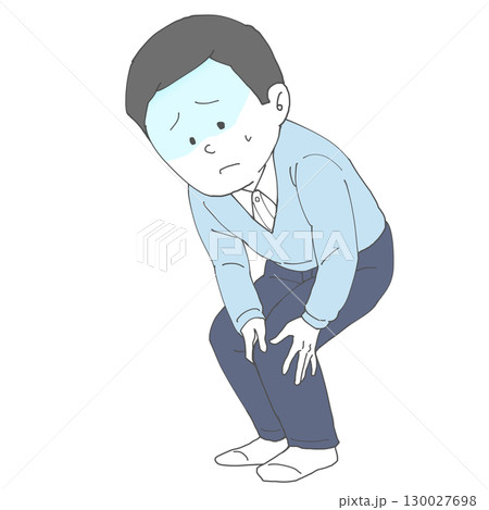 膝に違和感を感じる男性 青ざめる 130027698