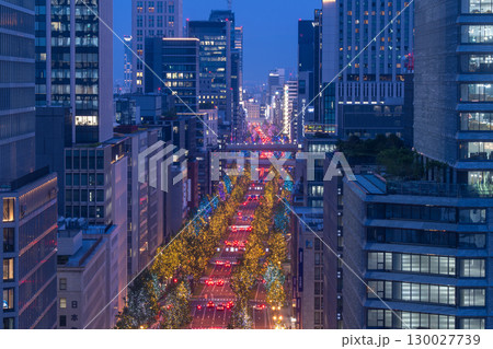 《大阪府》御堂筋の夜景・大阪都市風景 《大阪府》御堂筋の夜景・大阪都市風景 130027739