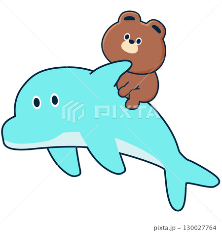 カートゥーン_イルカに乗る_01 130027764