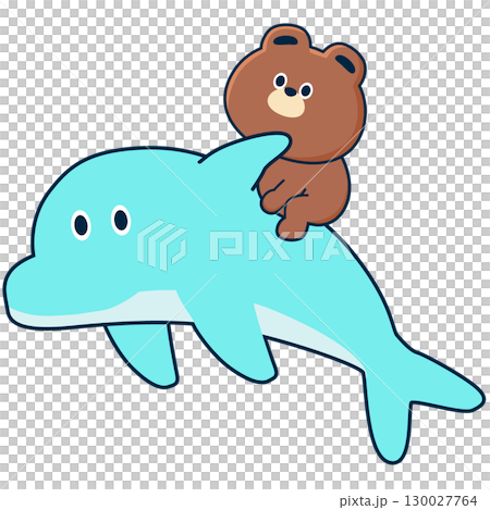 カートゥーン_イルカに乗る_01 130027764