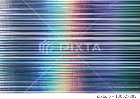 Iridescent gradient ribbed glass background, horizontal abstract texture 130027885