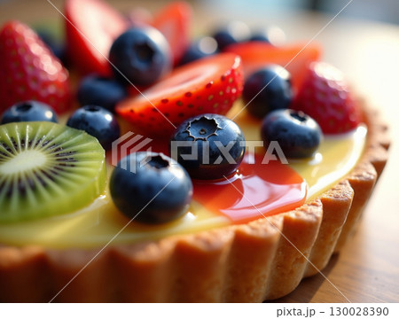 Close Up Delicious Fruit Tart Dessert Pastry Food Sweet Treat 130028390