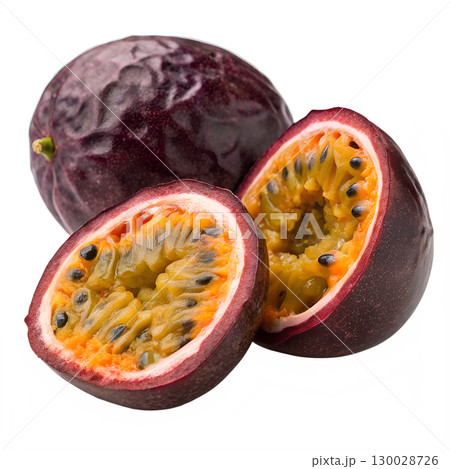 Ripe passion fruit (maracuja) isolated on transparent background	 130028726