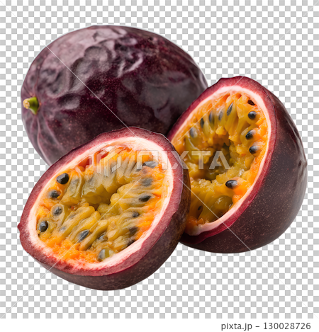 Ripe passion fruit (maracuja) isolated on transparent background	 130028726