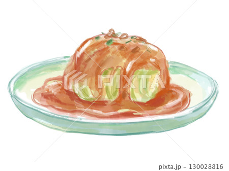 トマトソースのかかった美味しそうなロールキャベツの手描き水彩イラスト 130028816