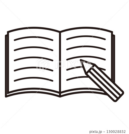 シンプルなノートと鉛筆のイラスト 130028832