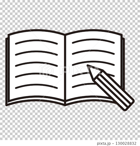 シンプルなノートと鉛筆のイラスト 130028832