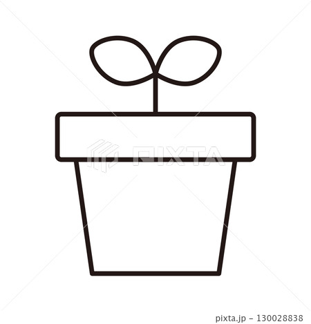 シンプルな鉢植えから生える双葉のイラスト 130028838