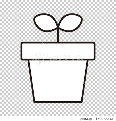 シンプルな鉢植えから生える双葉のイラスト 130028838