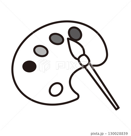 シンプルなパレットと絵筆のイラスト 130028839