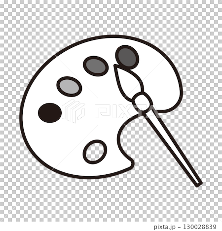 シンプルなパレットと絵筆のイラスト 130028839