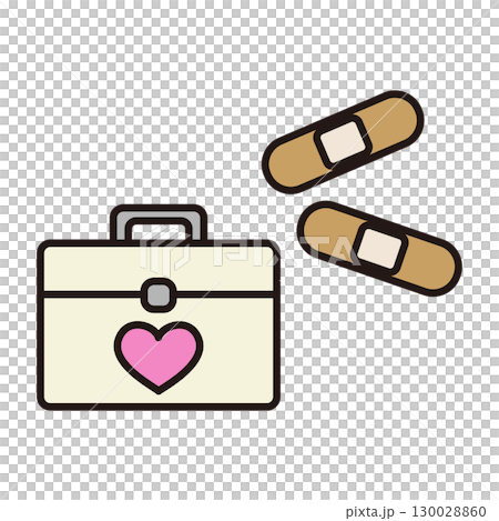 Simple first aid kit and bandage illustration Simple first aid kit and bandage illustration 130028860