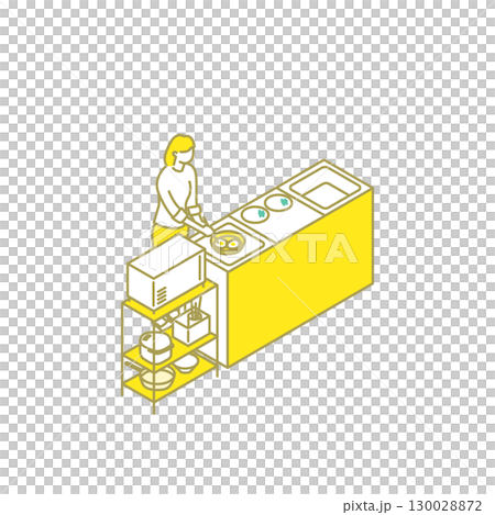 共享房屋的可愛插圖 130028872