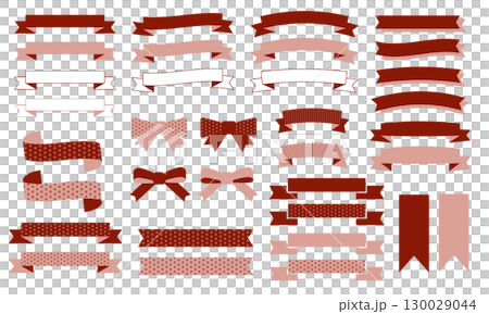 時尚可愛的復古紅色、粉紅色和圓點緞帶插畫素材集 時尚可愛的復古紅色、粉紅色和圓點緞帶插畫素材集 130029044
