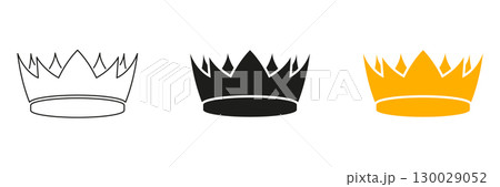 Crown Icon Line And Solid Black And Color Icon Set. Royalty, Leadership, And Authority Symbol Outline And Silhouette Symbol Collection. Regal And Noble Representation. Isolated Vector Illustration Crown Icon Line And Solid Black And Color Icon Set. Royalty, Leadership, And Authority Symbol Outline And Silhouette Symbol Collection. Regal And Noble Representation. Isolated Vector Illustration 130029052