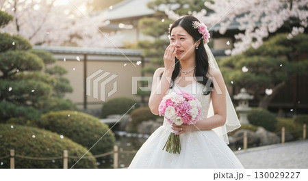 ブーケを手にする花嫁 130029227