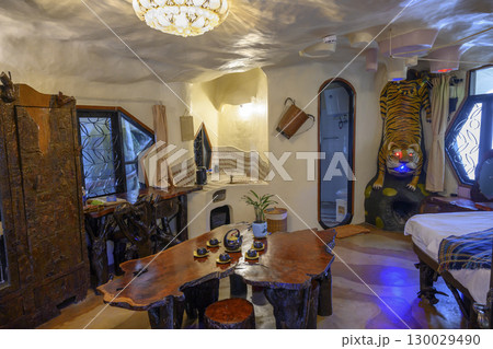 Interior of the Tiger Room in Hang Nga Guest House (Crazy House) of unusual fabulous architecture 130029490