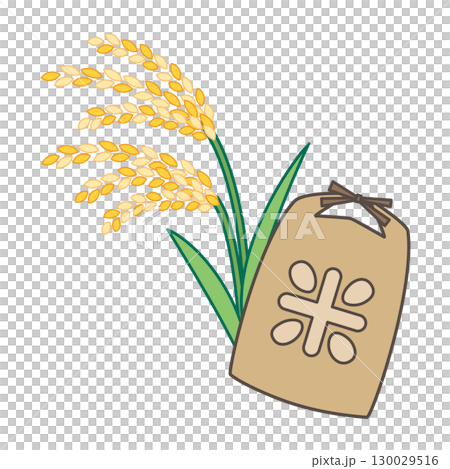 米袋和稻穗的插圖 130029516