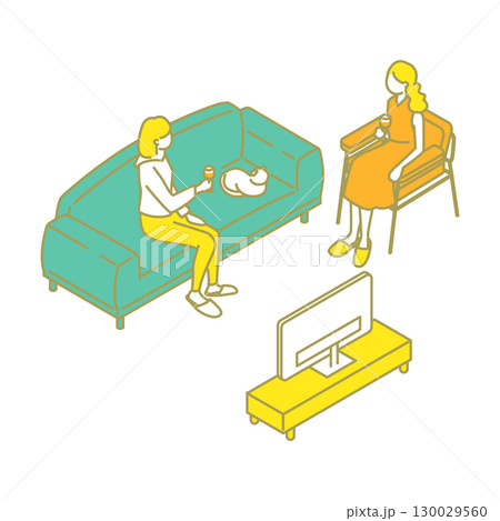 シェアハウスのかわいいイラスト シェアハウスのかわいいイラスト 130029560